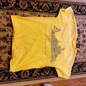 Homemade screen printed yellow shirt